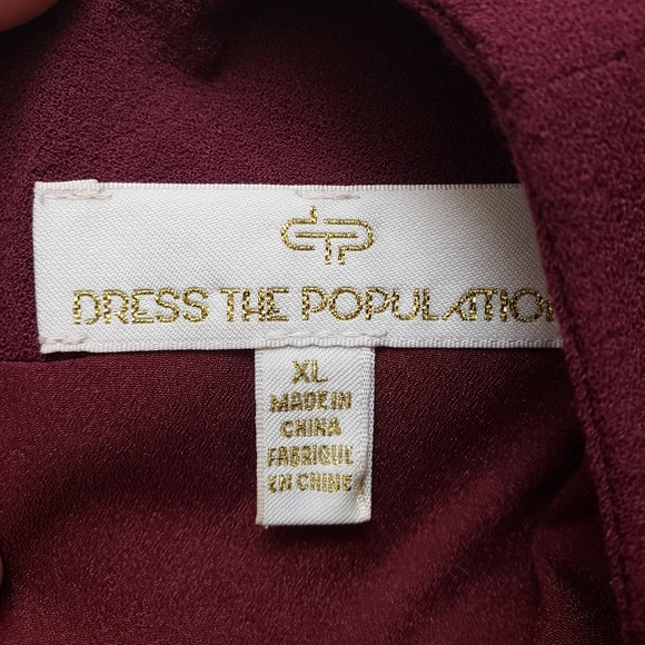 NEW Dress The Population Lillie Maroon Long Sleeve Minidress - Picture 7 of 10